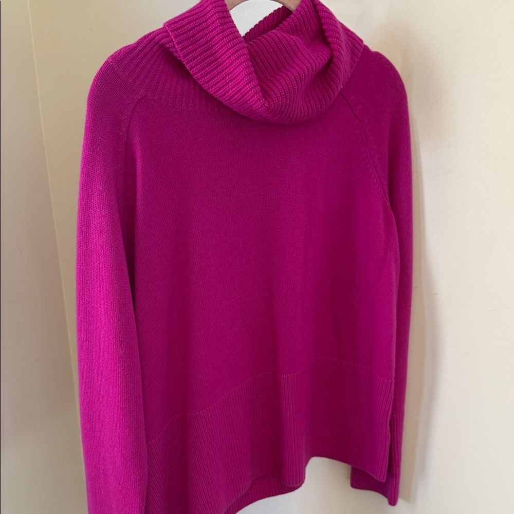 Athleta Fuchsia Cashmere  Cowl Neck Sweater
